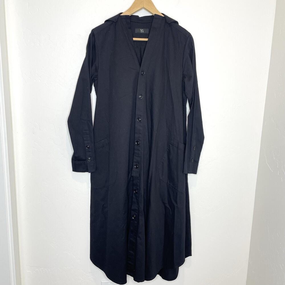 Y's by Yohji Yamamoto Long Sleeve Button Up Shirt Dress Japan Womens 2 Oversized